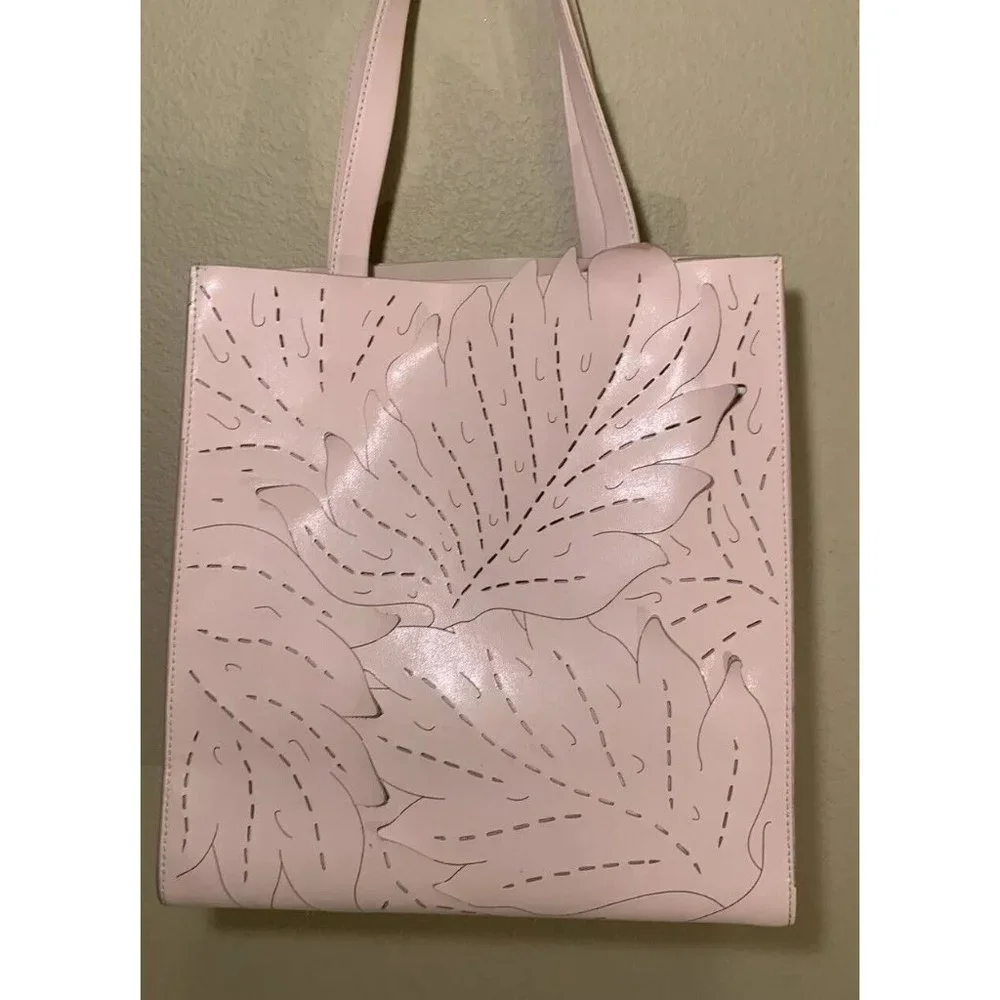 Banana Republic  LASER CUT OUT  Palm LEAF TOTE PINK BLUSH_2